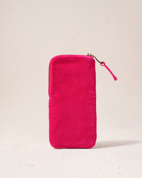 Gold Palm Pink Velvet Glasses Case