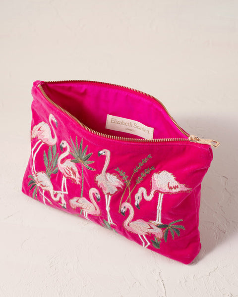 Flamingos Pink Velvet Everyday Pouch