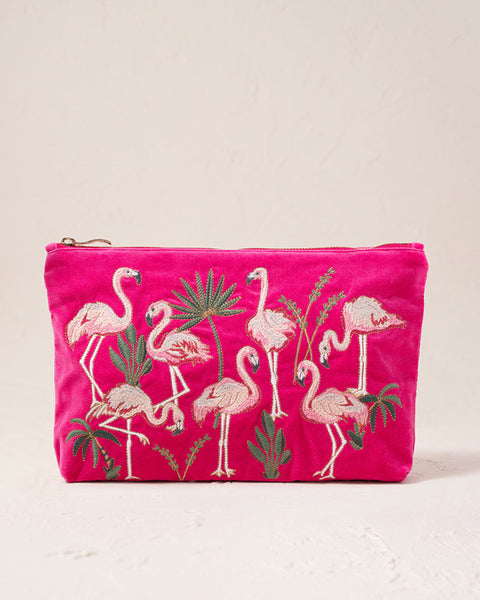 Flamingos Pink Velvet Everyday Pouch