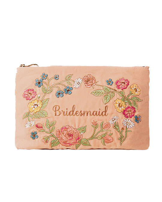 Floral Bridesmaid Pink Sand Velvet Everyday Pouch