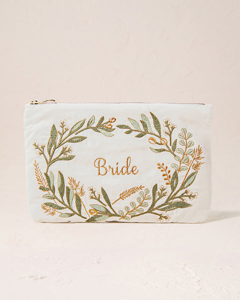 Olive Branch Bride Cream Velvet Everyday Pouch