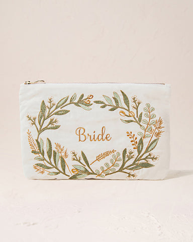 Olive Branch Bride Cream Velvet Everyday Pouch
