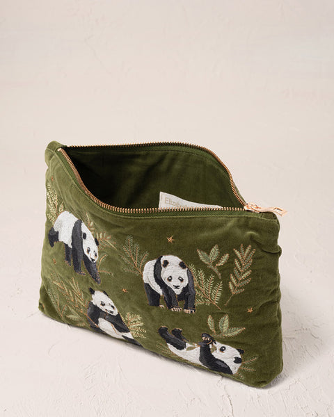 Pandas Everyday Velvet Pouch Fern Green