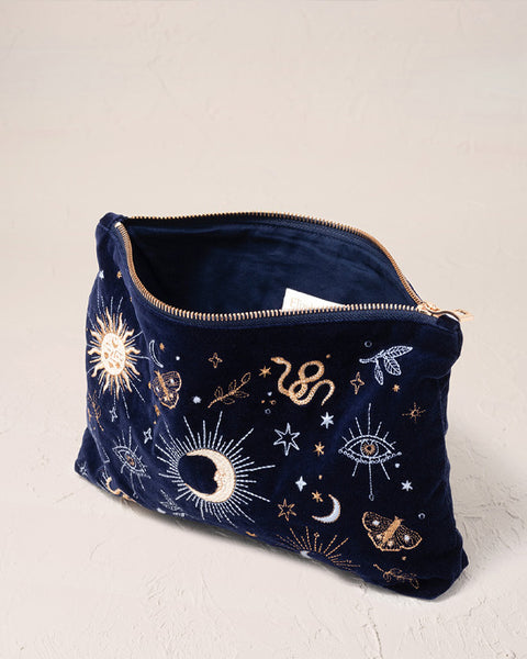 Boho Mysticism Everyday Velvet Pouch Navy