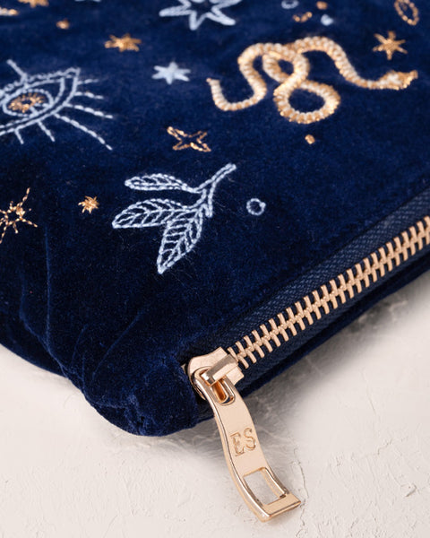 Boho Mysticism Everyday Velvet Pouch Navy