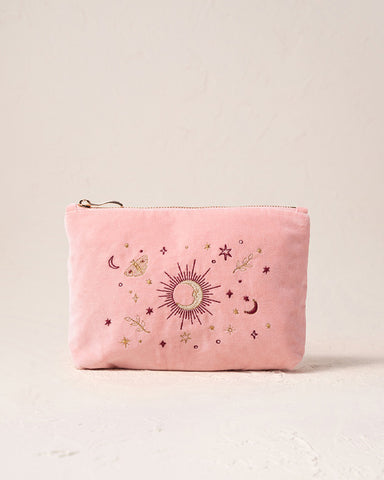 Boho Mysticism Mini Velvet Pouch Pale Pink