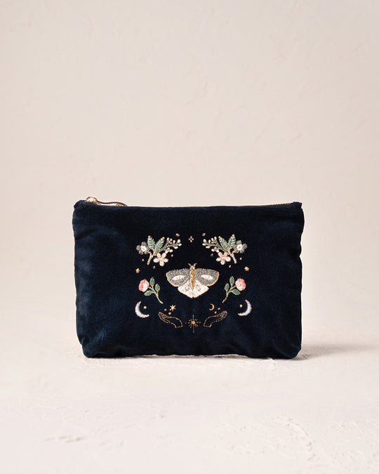 Midnight Mysticism Charcoal Velvet Mini Pouch