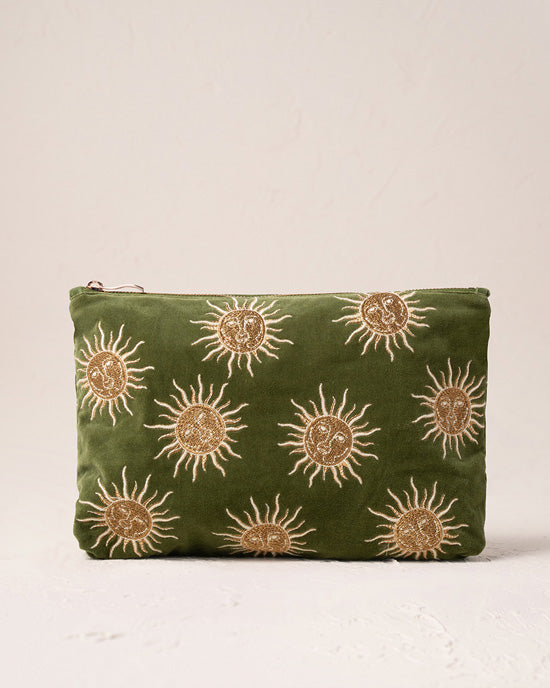 Sun Goddess Fern Green Velvet Everyday Pouch