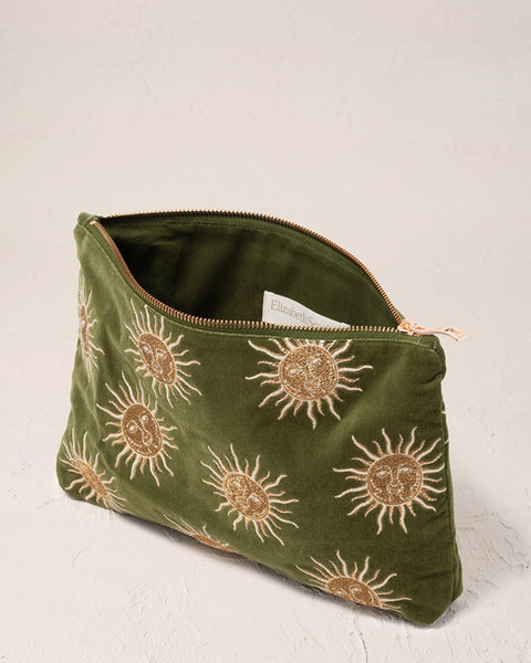 Sun Goddess Fern Green Velvet Everyday Pouch