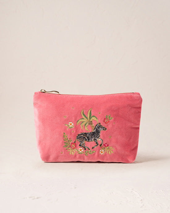 Wild Zebra Palm Blush Pink Velvet Mini Pouch – shopatstocks