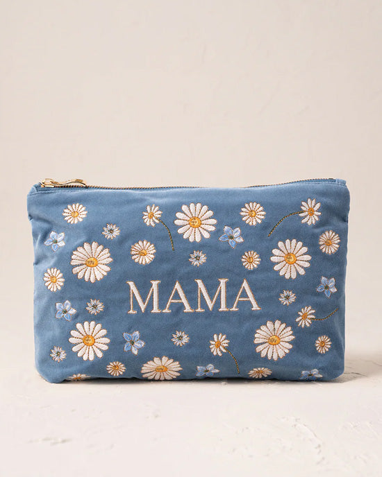 Daisy Dream Mama Velvet Everyday Pouch Dusky Blue - shopatstocks