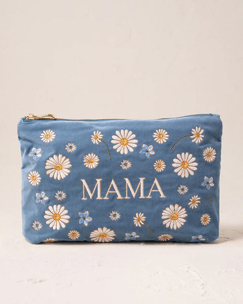 Daisy Dream Mama Velvet Everyday Pouch Dusky Blue - shopatstocks