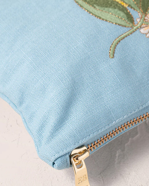 Lemon Blossom French Blue Cotton Mini Pouch