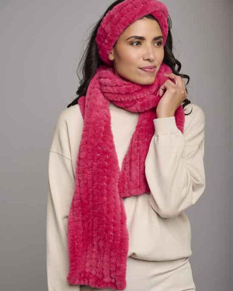 Afke Faux Fur Scarf Barberry pink