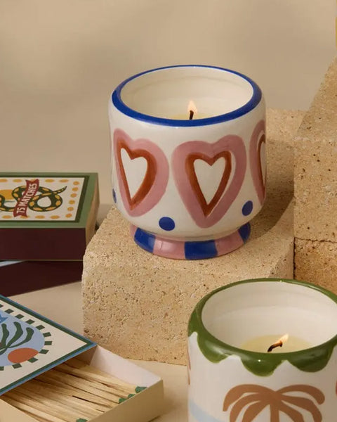 A Dopo Hearts Ceramic Candle - Rosewood Vanilla