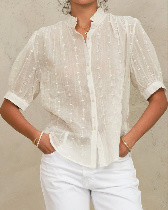 Alli Embroidered Top Ecru - shopatstocks