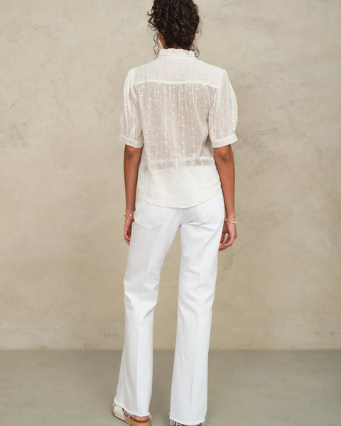 Alli Embroidered Top Ecru - shopatstocks