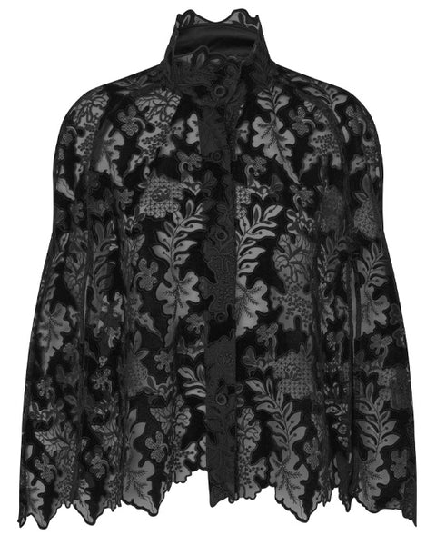 Amina Embroidered  Cape Black