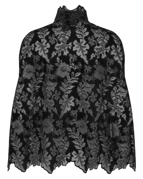 Amina Embroidered  Cape Black