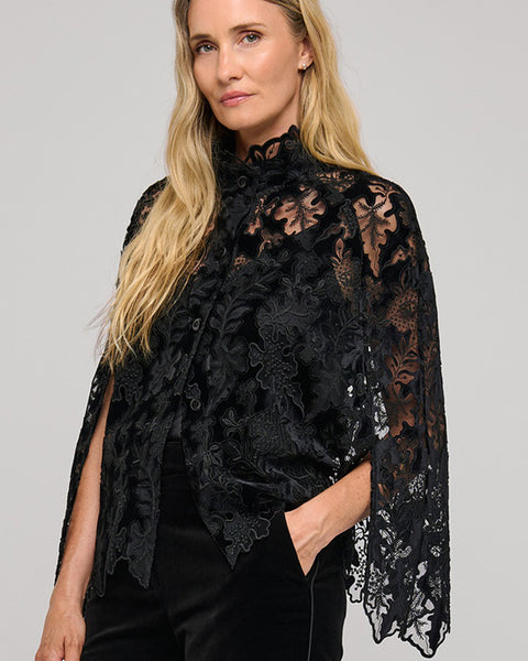 Amina Embroidered  Cape Black
