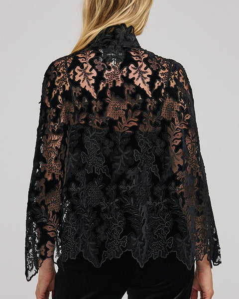 Amina Embroidered  Cape Black