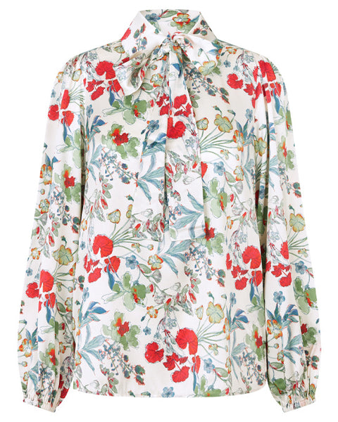 Annabelle Silk Blouse Fleurette Leche - shopatstocks