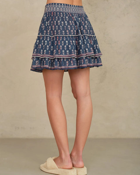 Ari Print Mini Skirt Indigo - shopatstocks