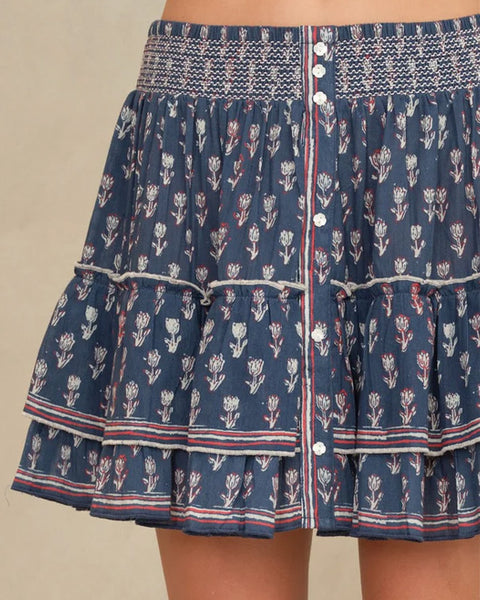 Ari Print Mini Skirt Indigo - shopatstocks