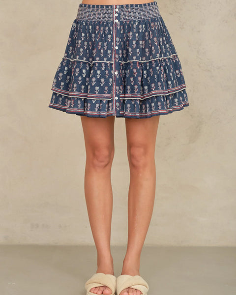 Ari Print Mini Skirt Indigo - shopatstocks