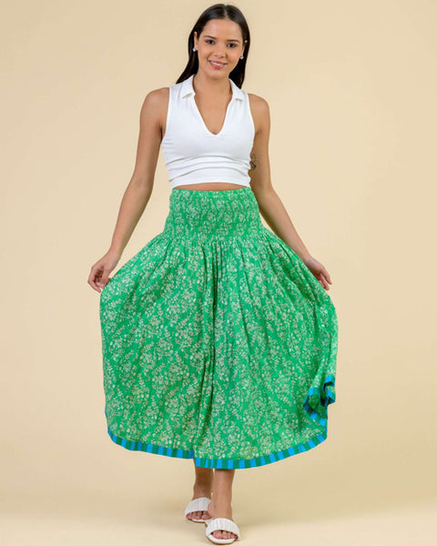 Arista Skirt Busy Floral Green - shopatstocks