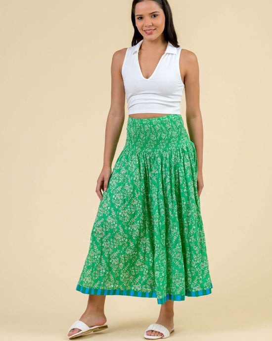 Arista Skirt Busy Floral Green - shopatstocks