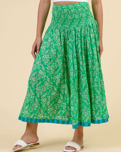 Arista Skirt Busy Floral Green - shopatstocks