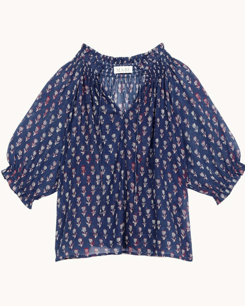 Ari Print Top Indigo - shopatstocks