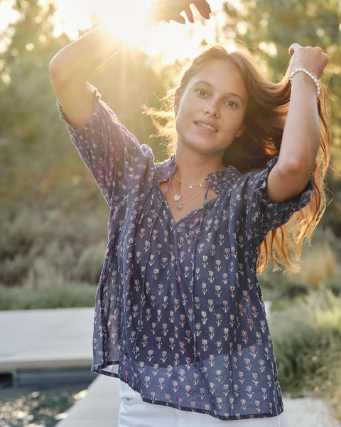 Ari Print Top Indigo - shopatstocks