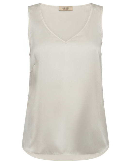 Astrid V-Neck Silk Tank Top Ecru