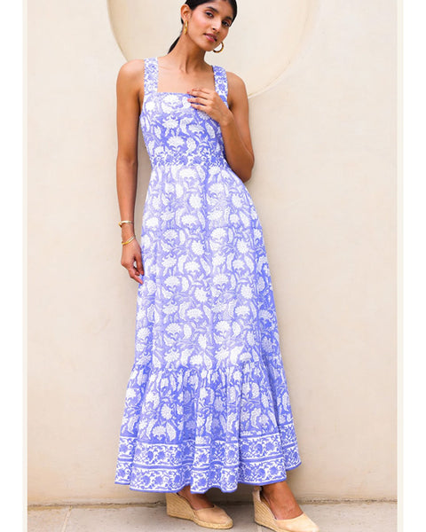 Aurelia Organic Cotton Block Print Dress