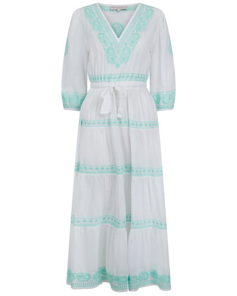 Azula Maxi Dress White/Aqua