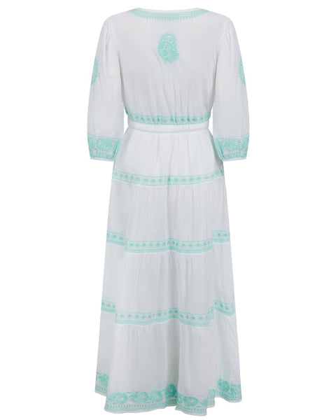 Azula Maxi Dress White/Aqua