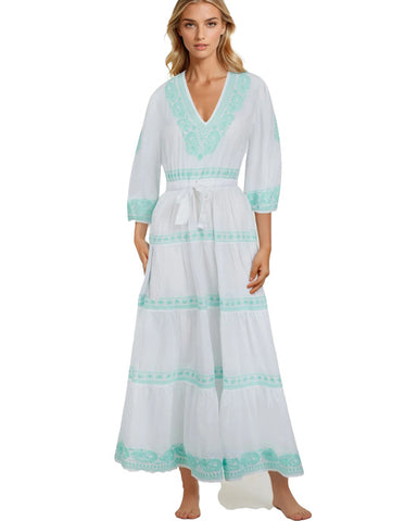 Azula Maxi Dress White/Aqua - shopatstocks