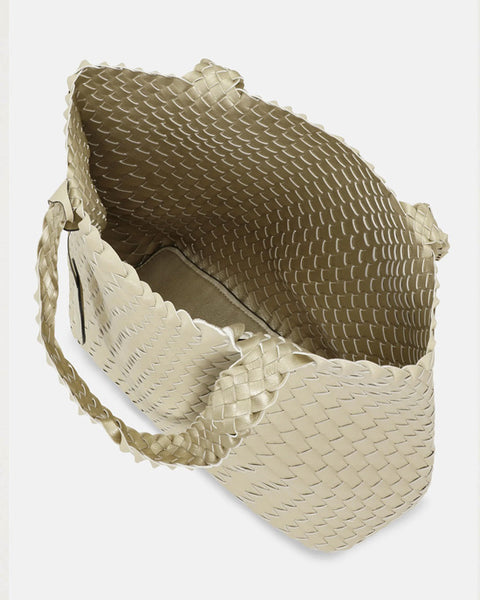 Braided Tote Bag Ivory Platin - shopatstocks