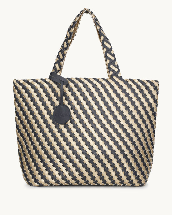 Large Braided Tote Bag True Navy Platin - shopatstocks