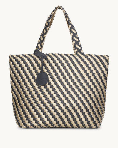 Large Braided Tote Bag True Navy Platin - shopatstocks