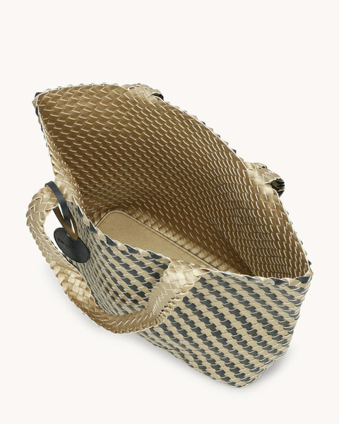 Large Braided Tote Bag True Navy Platin - shopatstocks