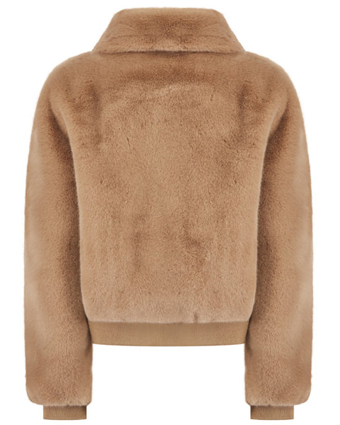 Beatrix Faux Fur Bomber Jacker Camel