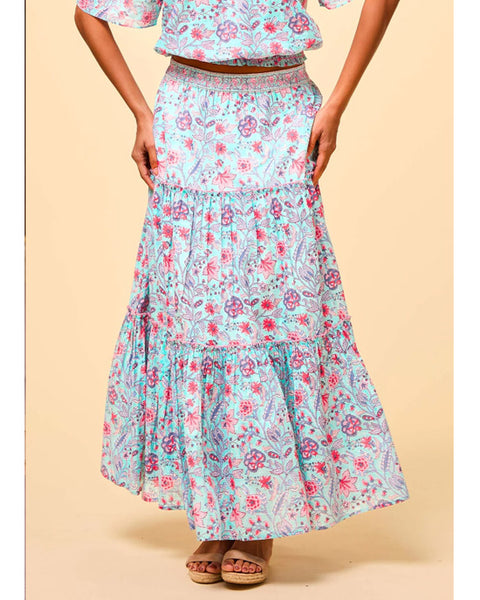 Becks Organic Cotton Block Print Skirt