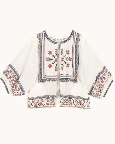 Calista Embroidered Jacket Ecru - shopatstocks