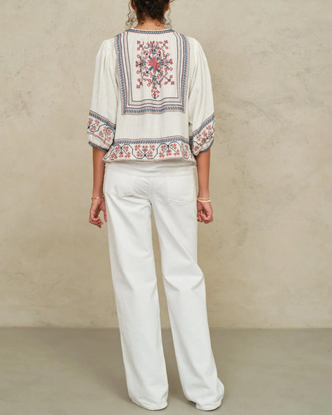 Calista Embroidered Jacket Ecru - shopatstocks