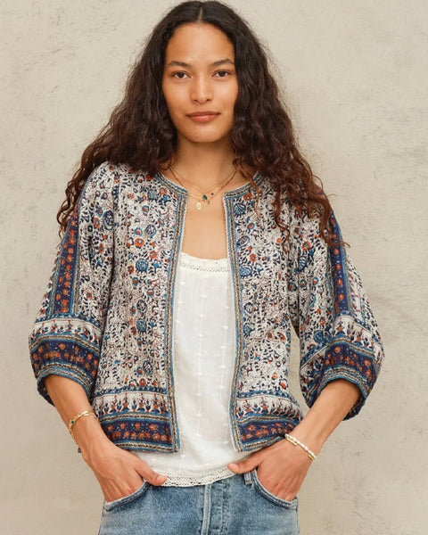 Cass Print Jacket Indigo - shopatstocks