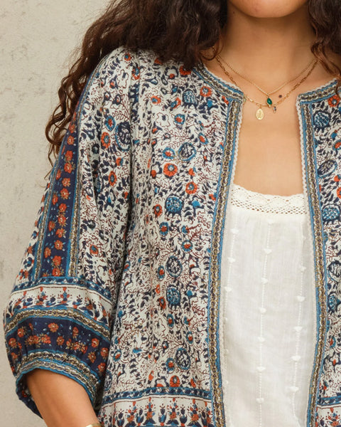 Cass Print Jacket Indigo - shopatstocks