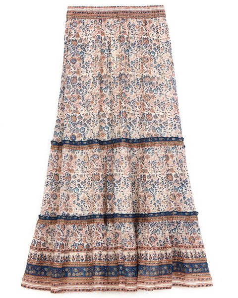 Cass Print Maxi Skirt Navy